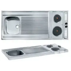 Achat Immédiat Evier monocuve et égouttoir inox RIVER 1400×600 avec domino soudé 2 feux – FRANKE – 010204