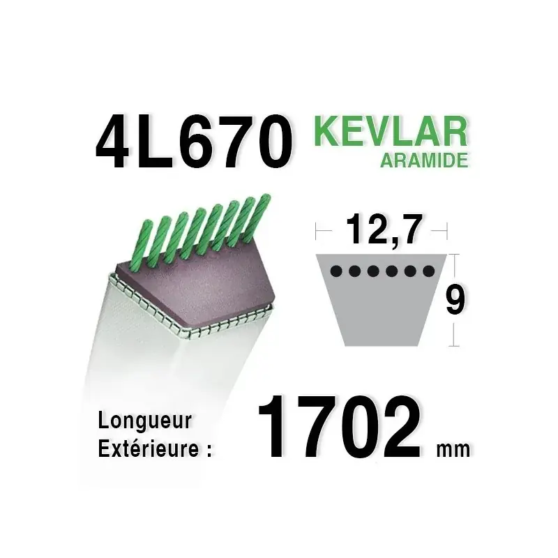 Courroie 4L670 – 4L67 STIGA 1134-9017-01 – 9585-0119-00 – 1134-9015-01 – 9585-0061-00 Haute Qualité