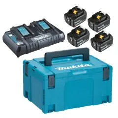 Pack énergie 18 V 4 batteries 5 Ah BL1850B + chargeur DC18RD en coffret MAKPAC - MAKITA - 197626-8 Nouveauté