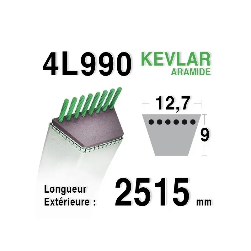 Courroie 4L990 – 4L99 JOHN DEERE m49920 – m72683 MTD 7540440 MOTOSTANDARD 75273 – 75279 MURRAY 37×22 – 23749 Certifié