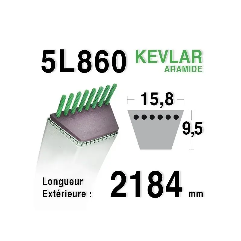 Offre Exclusive Courroie 5L860 – 5L86 – ALKO P138314108 KEES 323030 NOMA 314108 RANSOMES BAA0068 SCAG 48207 TORO 13-2640