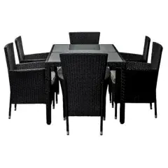 Ensemble repas 7 pièces Dining en acier noir – M39 Remise