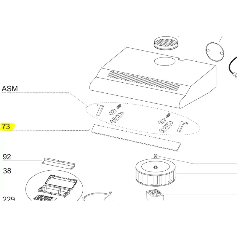 Visiere pour hotte GLEM XHC249 – GHC65IX Dernier Modèle