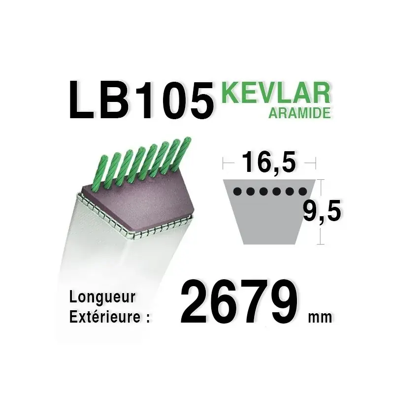 Paiement Sécurisé Courroie lb105 – 16,5 mm x 2679 mm