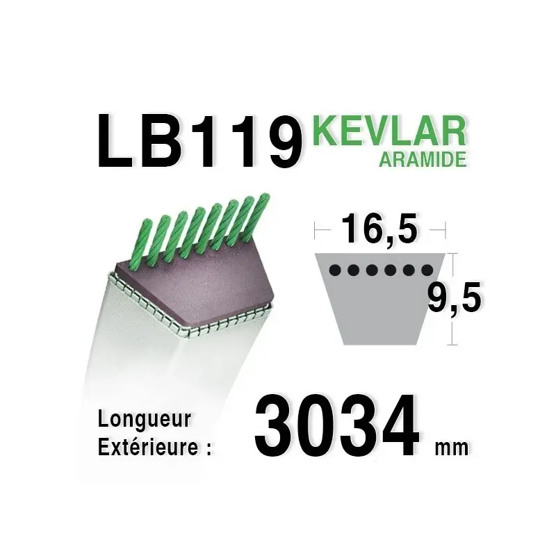 Remise Courroie lb119 – 16,5 mm x 3034 mm