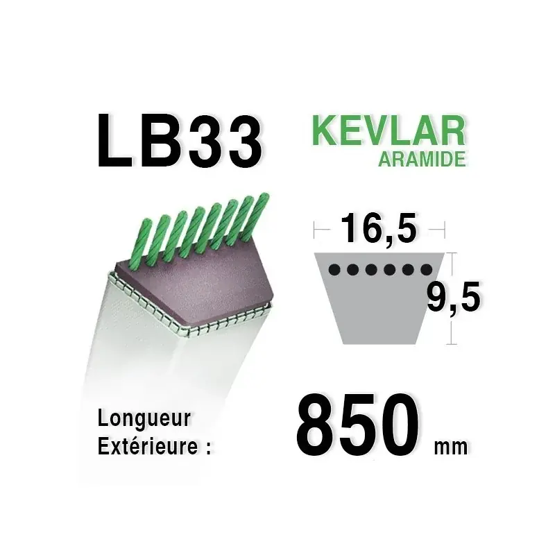 Courroie lb33 – 16,5 mm x 850 mm Commande En Gros