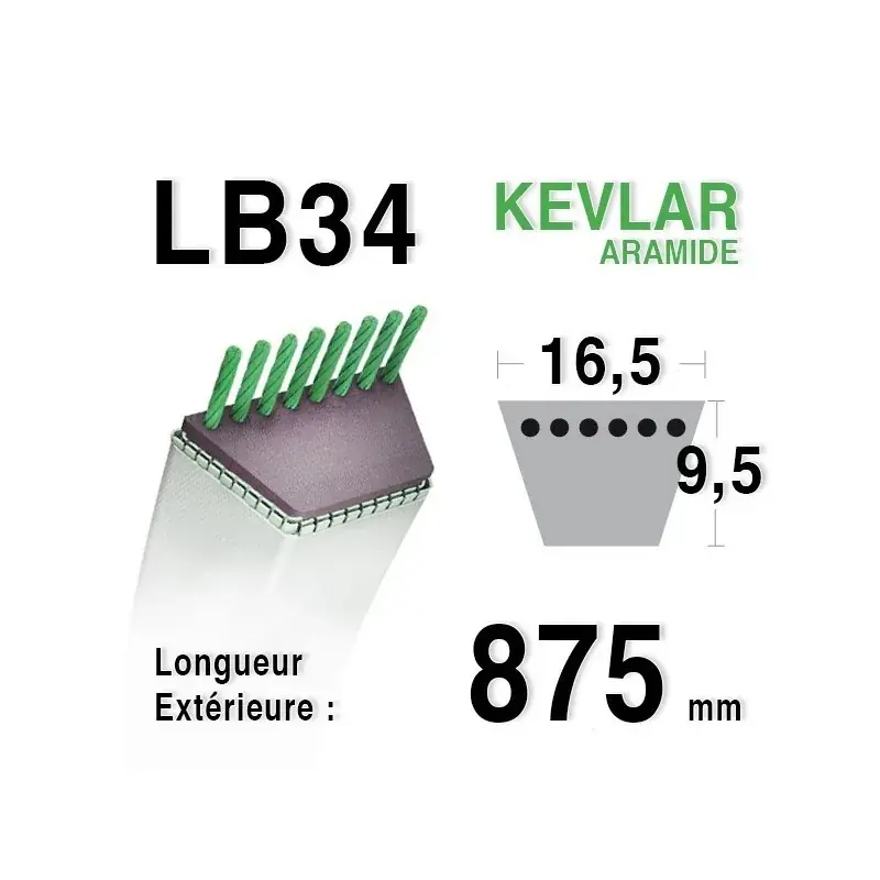 Marque Courroie lb34 – 16,5 mm x 875 mm