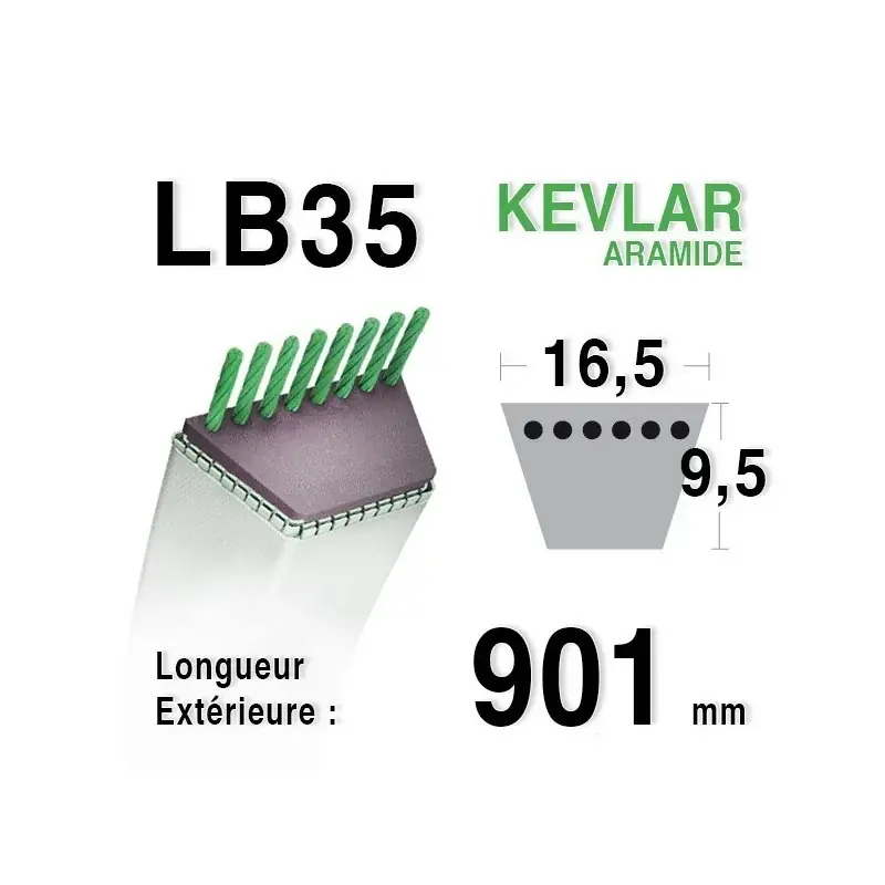 Courroie lb35 – 16,5 mm x 901 mm Certifié