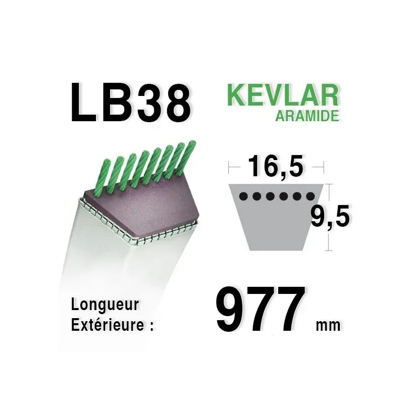 Courroie lb38 – 16,5 mm x 977 mm Offre Du Jour