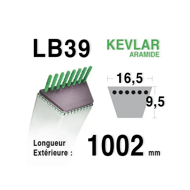 Courroie lb39 – 16,5 mm x 1002 mm Prix Réduit