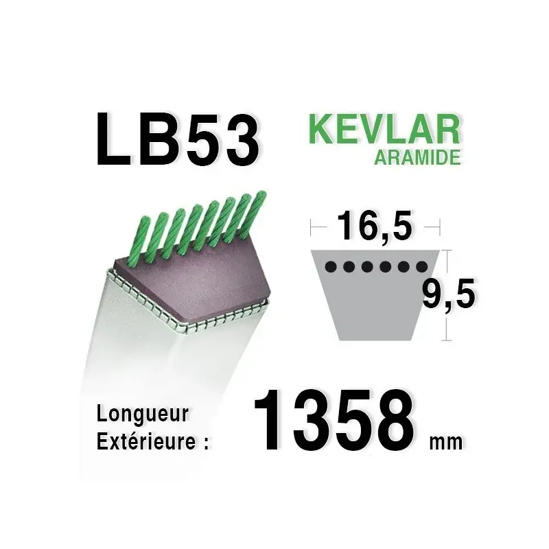 Courroie lb53 – 16,5 mm x 1358 mm Offre Spéciale
