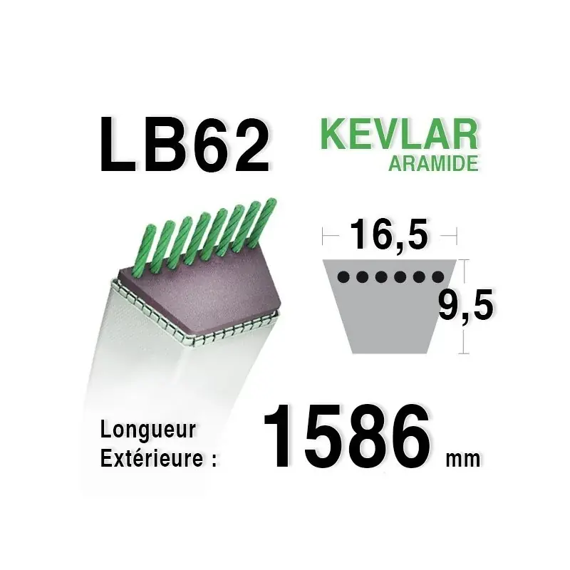 Solde Courroie lb62 – 16,5 mm x 1586 mm