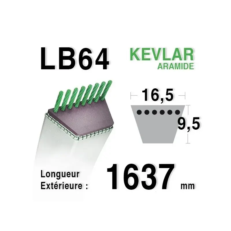 Acheter En Ligne Courroie lb64 – 16,5 mm x 1637 mm