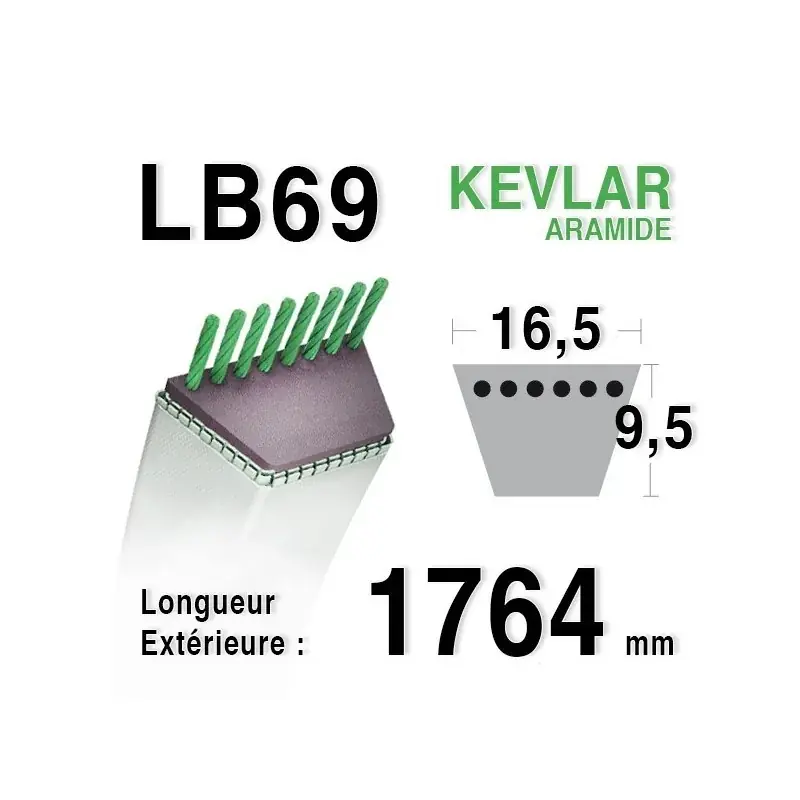 Courroie lb69 – 16,5 mm x 1764 mm Promotion Saisonnière