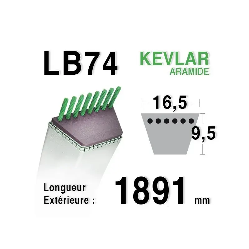 Courroie lb74 – 16,5 mm x 1891 mm Commander Maintenant