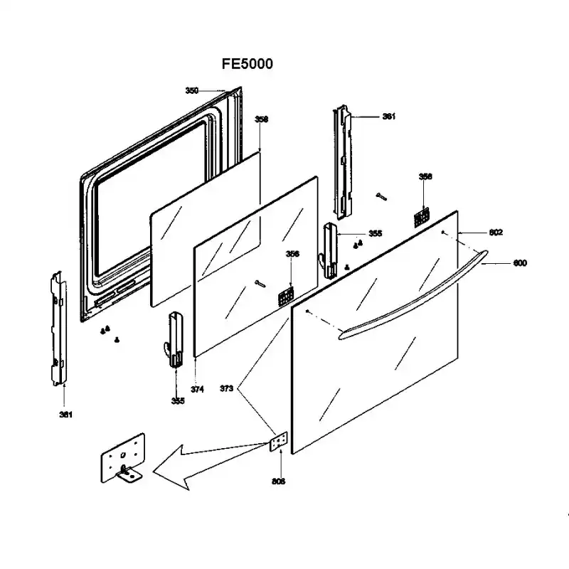 Vitre intermediaire de porte four AIRLUX – FE5000A – FE5100 Authentique