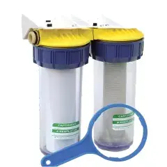Nouveauté Double filtre anti-tartre 3/4‘‘ avec équerre cartouche et clé – POLAR – FD34C