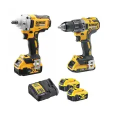 Pack 2 outils 18V XR (DCD791 + DCF894) + 2 batteries 5Ah + chargeur + 2 coffrets T-STAK – DEWALT – DCK2077P2T-QW Dernier Modèle