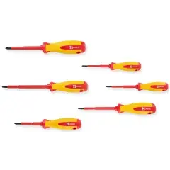 Jeu de 6 tournevis isolés plats et cruciformes – HANGER – 132090 Quantité Limitée