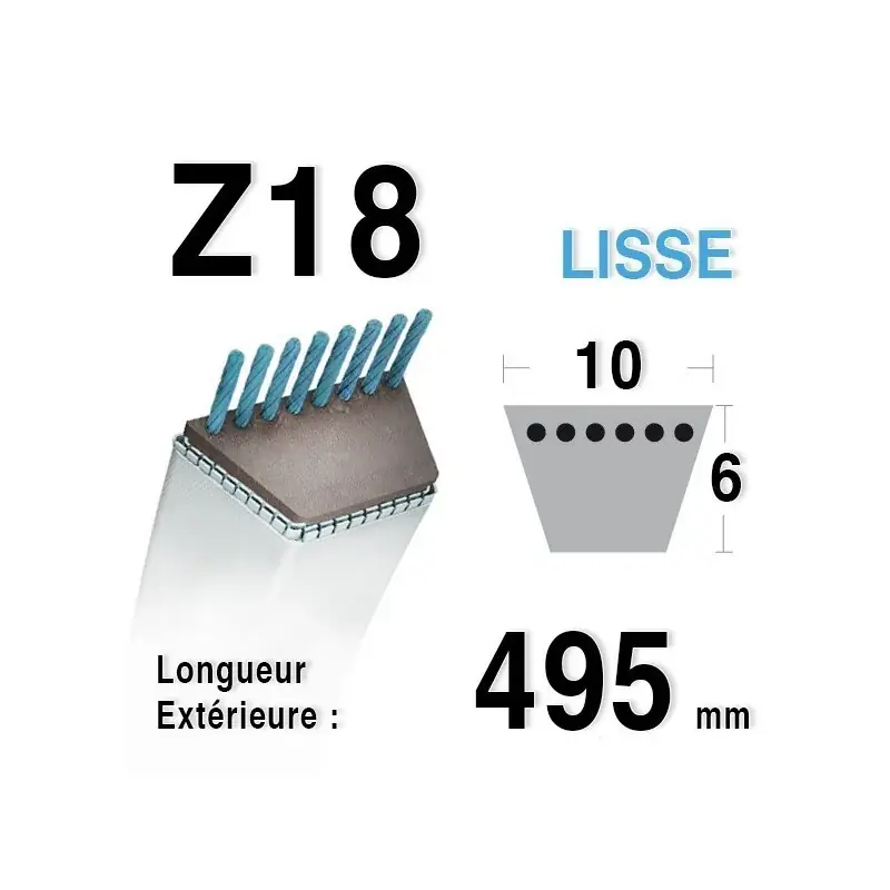 Courroie Z18 – 10 mm x 495 mm Offre Limitée