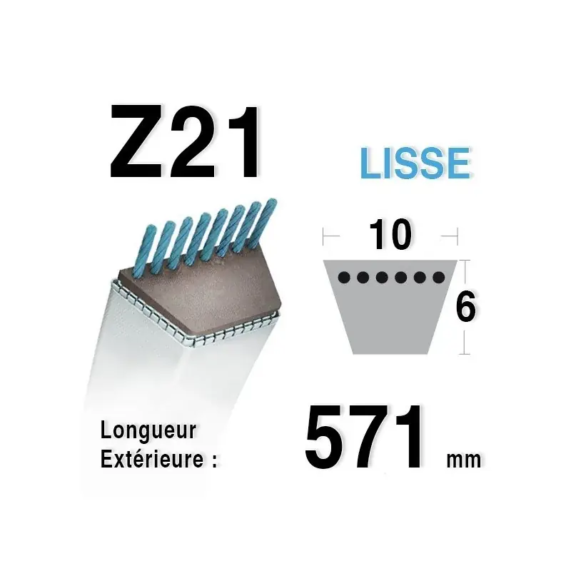Courroie Z21 – 10 mm x 571 mm Vente Directe