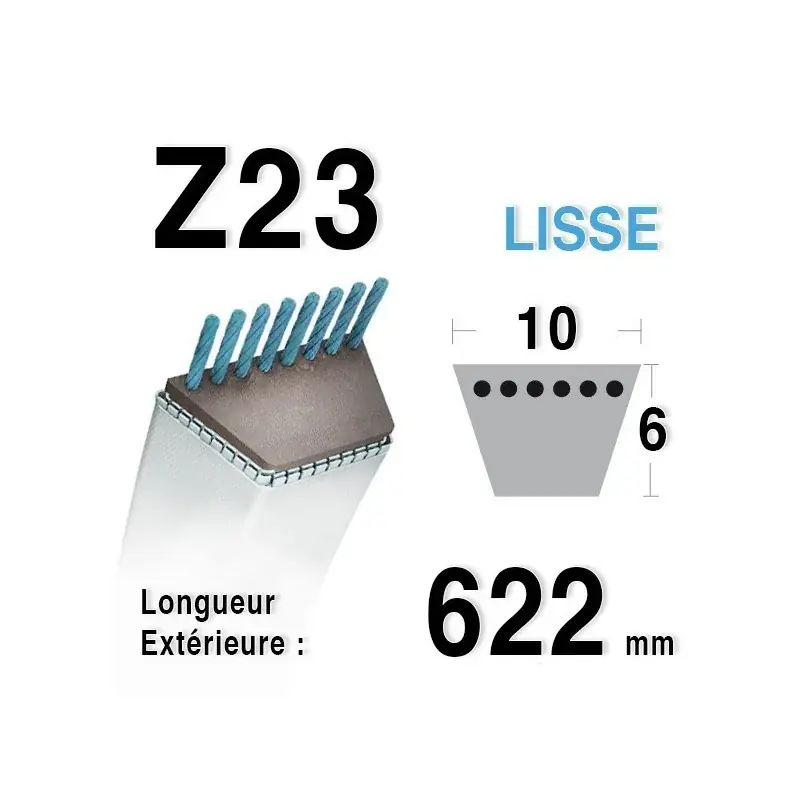 Courroie Z23 – 10 mm x 622 mm Retour Gratuit