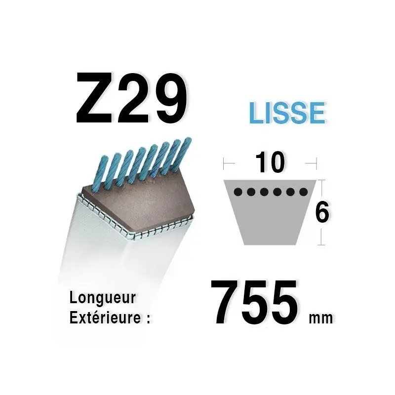 Prix Choc Courroie Z29 – 10 mm x 775 mm