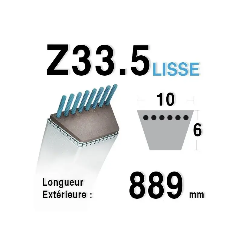 Certifié Courroie Z33,5 – 10 mm x 889 mm