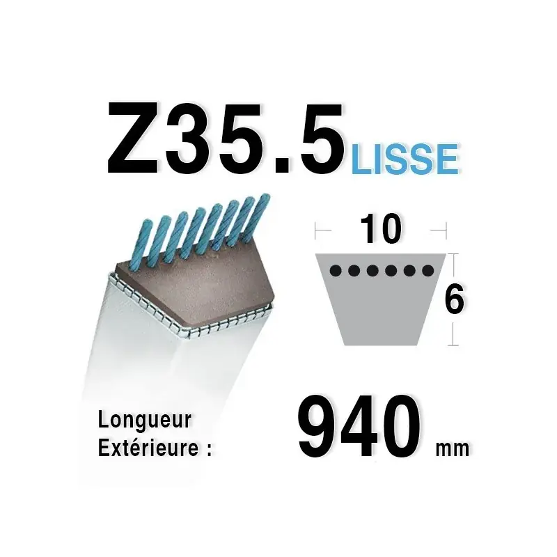 Courroie Z35,5 – 10 mm x 940 mm Prix Choc