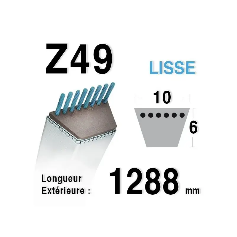 Courroie Z49 – trapézoidale 10 mm x 1288 mm Seulement Aujourd&rsquo;hui