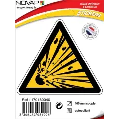 Panneau ‘‘Danger matières explosives‘‘ adhésif triangle 100mm – NOVAP – 4031996 Soldes
