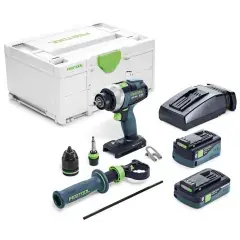 Perceuse-visseuse 18V QUADRIVE TDC 18/4 5,0/4,0 I-Plus + 1 batterie 4Ah + 1 batterie 5Ah + chargeur + Systainer SYS3 – FESTOOL – 577649 Usine Directe
