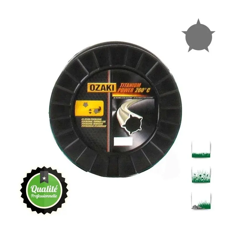 Bobine fil nylon pentagonal bi-composant OZAKI titanium power – 3 mm x 186m – qualité professionnelle Prix Cassé