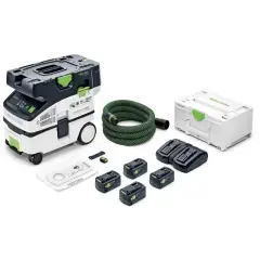 Aspirateur CLEANTEC 2x18V CTLC MINI I-Plus + 4 batteries 5 Ah + chargeur – FESTOOL – 577670 Prix Cassé