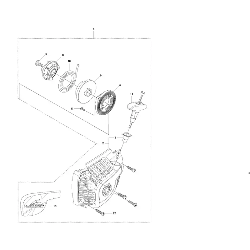 Lanceur complet pour tronçonneuse Mc Culloch CS350 Top Vente