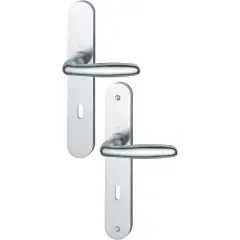 Authentique Ensemble sur plaques aluminium VERONA clé L finition F1 aspect argent - HOPPE - 758081