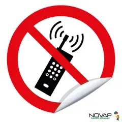 Panneau adhésif ‘‘Interdit aux téléphones mobiles‘‘ vinyle D80mm – NOVAP – 4031279 Vente Directe