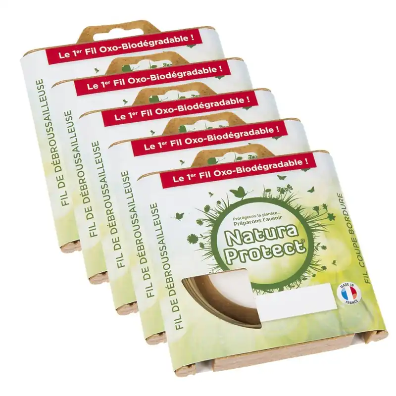 Authentique 5 blisters fil débroussailleuse Rond 1,3 mm x 15 m Natura Protect