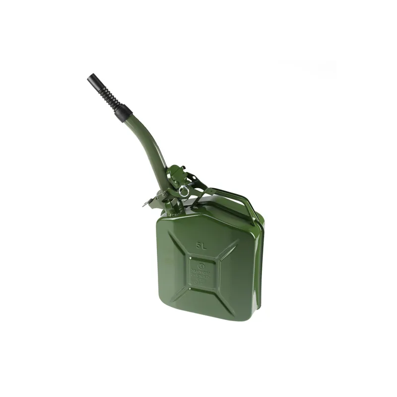 Bidon de 5 litres acier armé avec bec verseur jerrican métal vert olive pour hydrocarbures type US Commander Maintenant