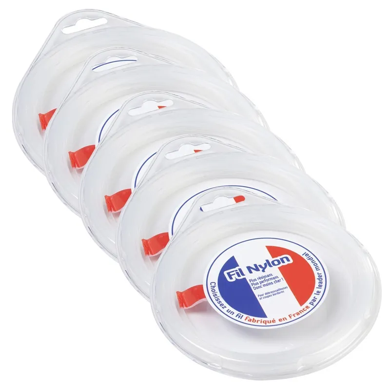 Vente Flash 5 blisters fil débroussailleuse Rond 1,2 mm x 15 m Fil Nylon