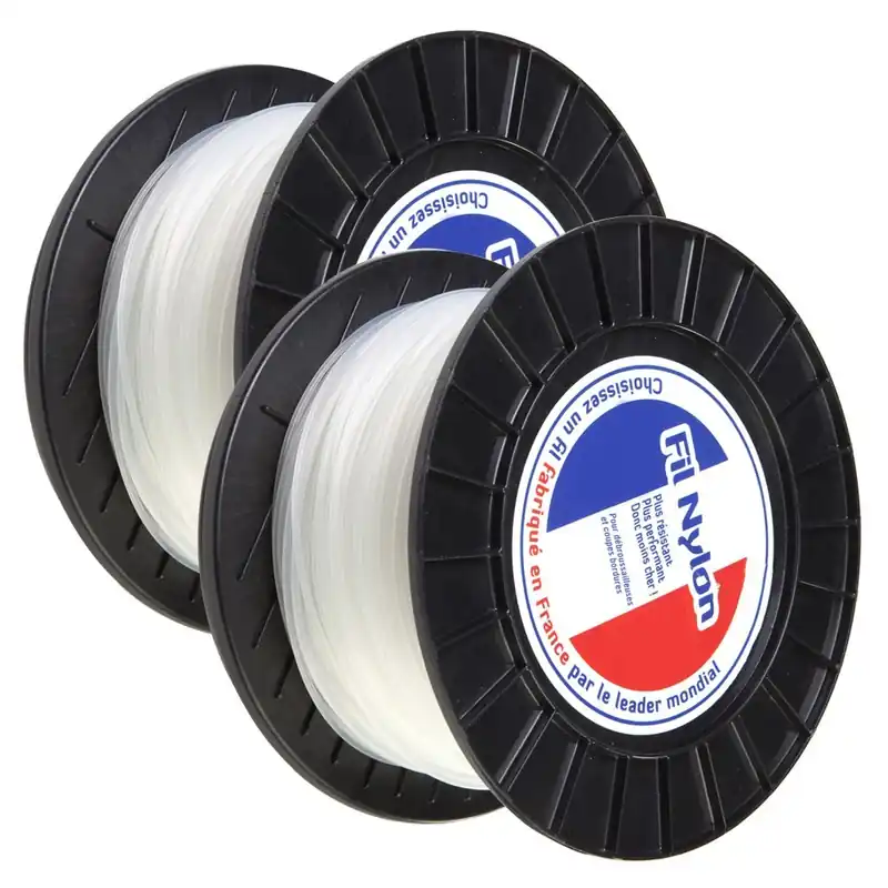 2 bobines fil débroussailleuse Rond 2,4 mm x 180 m Fil Nylon Vente Flash