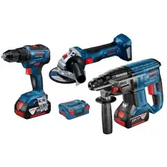 Pack 3 outils 18V Bosch (GSR55 + GBH21 + GWS7) + 2 batteries 5 Ah + chargeur + coffret L-BOXX – BOSCH Meilleure Vente