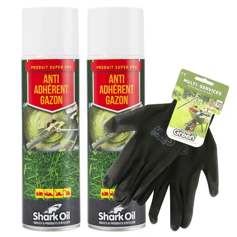 Anti adhérent herbe 400 ml Shark Oil par 2 + gants multi-services Dernière Chance