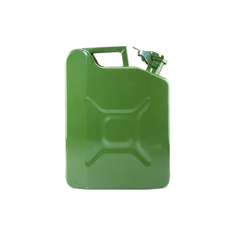 Promotion Saisonnière Bidon de 10 litres acier armé. Jerrican métal vert olive pour hydrocarbures. Type US