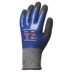 Paiement Sécurisé Gant tricoté anti-coupure EUROCUT N555 EUROTECHNIQUE double enduction bleu/noir T7 – COVERGUARD – 1CRFN07