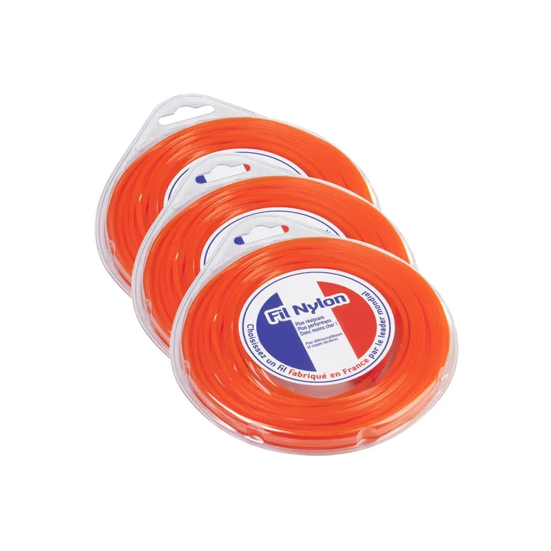3 blisters fil débroussailleuse Carré 4 mm x 9 m Fil Nylon Prix Choc