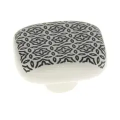 Promotion Bouton céramique carré de diamètre 40mm motif carreau ciment rosace noir – CADAP – B0544/S