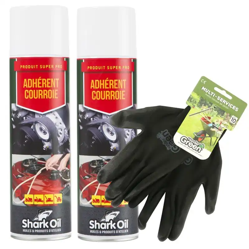 Prix Réduit Adhérent courroies tondeuse 400 ml Shark Oil par 2 + gants multi-services