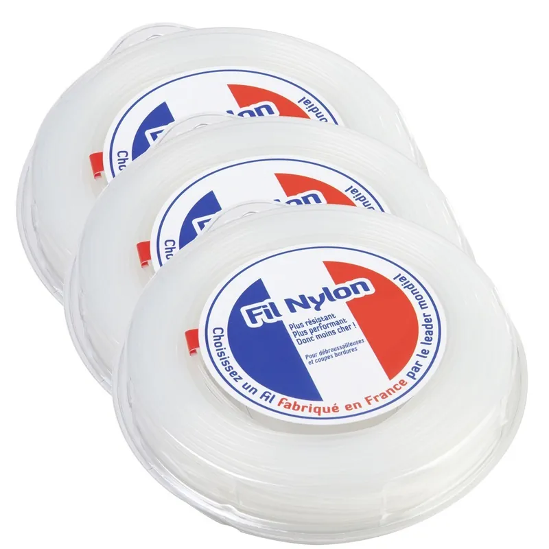 3 blisters fil débroussailleuse Rond 2,4 mm x 90 m Fil Nylon Réduction