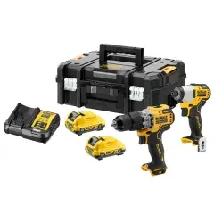 Authentique Pack 2 outils 12V XR (DCD706 + DCF801) + 2 batteries 3Ah + chargeur + coffret T-STAK – DEWALT – DCK2111L2T-QW